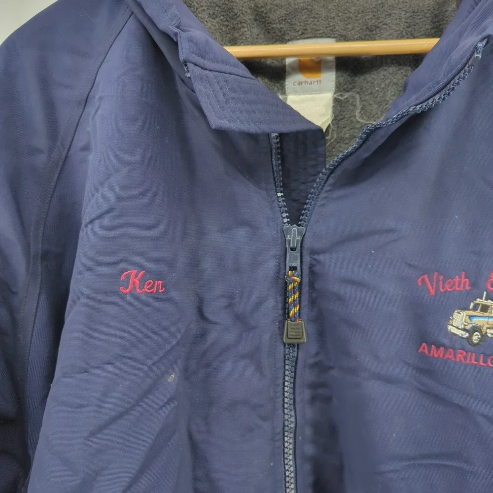 CARHARTT J72 NVY Long Sleeve Fleece Lined Full Zip Jacket 3XL‎ Navy Blue  READ
